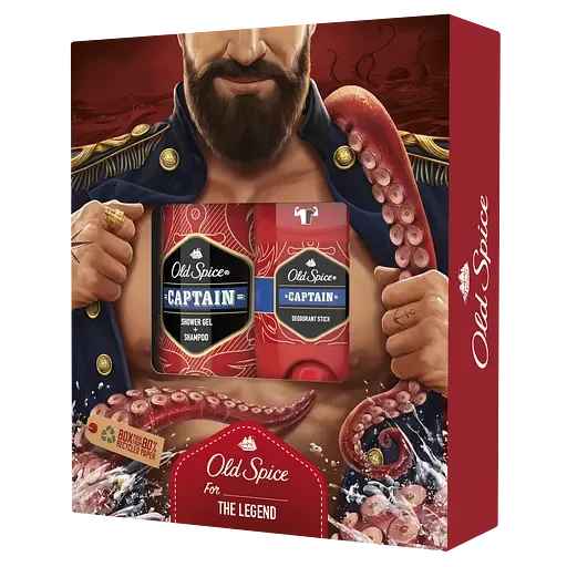 Подарунковий набір Old Spice Captain: Твердий дезодорант 50 мл + Гель для душа 250 мл