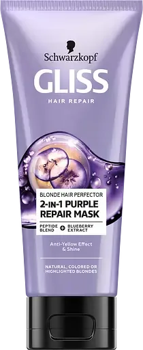 Маска пурпурова 2 в 1 для білявого волосся Gliss Blonde Hair Perfector, 200 мл