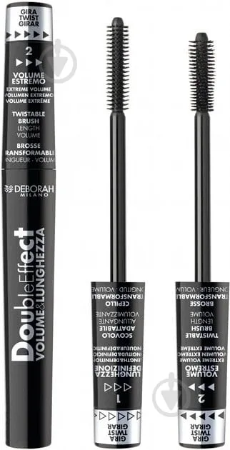 Туш для вій DEBORAH Double Effect Volume & Lunghezza Black 8 мл