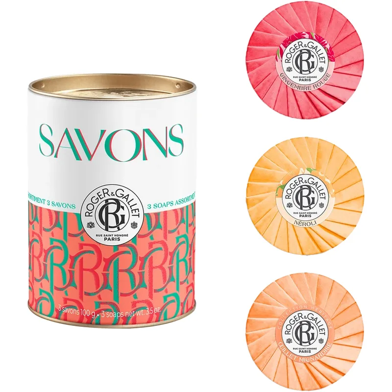 Набір Roger&Gallet (Роже&Галлє) Ассорті мило (Червоний імбир+Неролі+Гвоздика Пір'яста) 3 шт. по 100 г