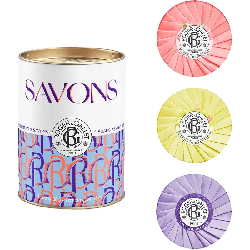 Набір Roger&Gallet (Роже&Галлє) Ассорті мило (Квітка інжиру+Квітка османтусу+Лаванда) 3 шт. по 100 г