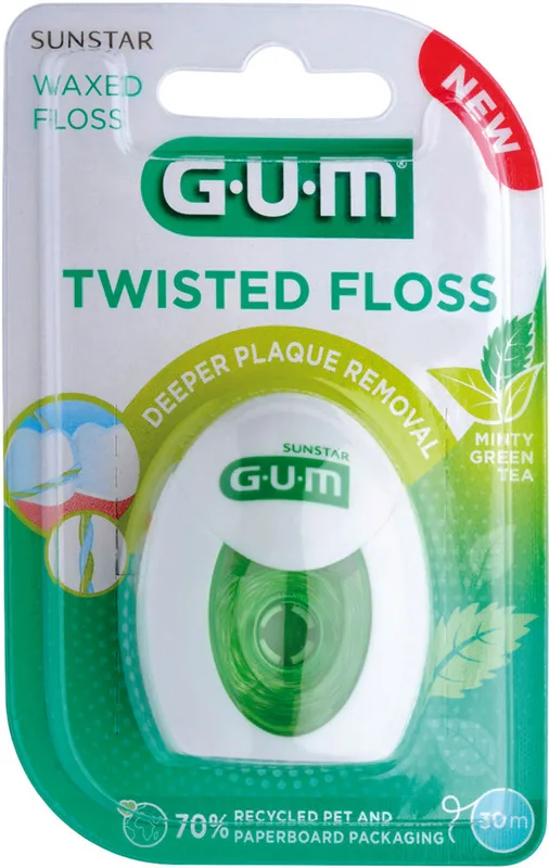 Зубна нитка GUM Deepclean Twisted floss м'ятна вощена 30 м
