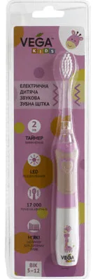 Електрична дитяча звукова зубна щітка VEGA kids vk-400p light-up рожева