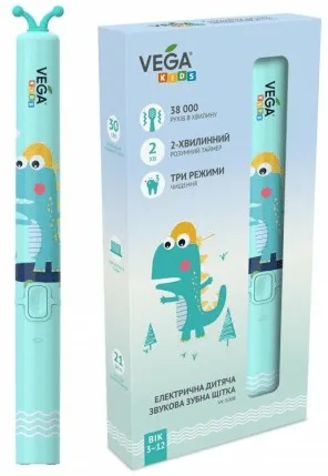 Електрична дитяча звукова зубна щітка VEGA kids vk-500b бірюзова
