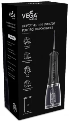 Портативний іригатор ротової порожнини Vega vt-1500 b чорний 1 шт.