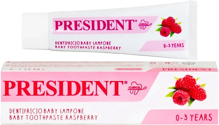Зубна паста для дітей PRESIDENT baby raspberry 0-3 років 30 мл