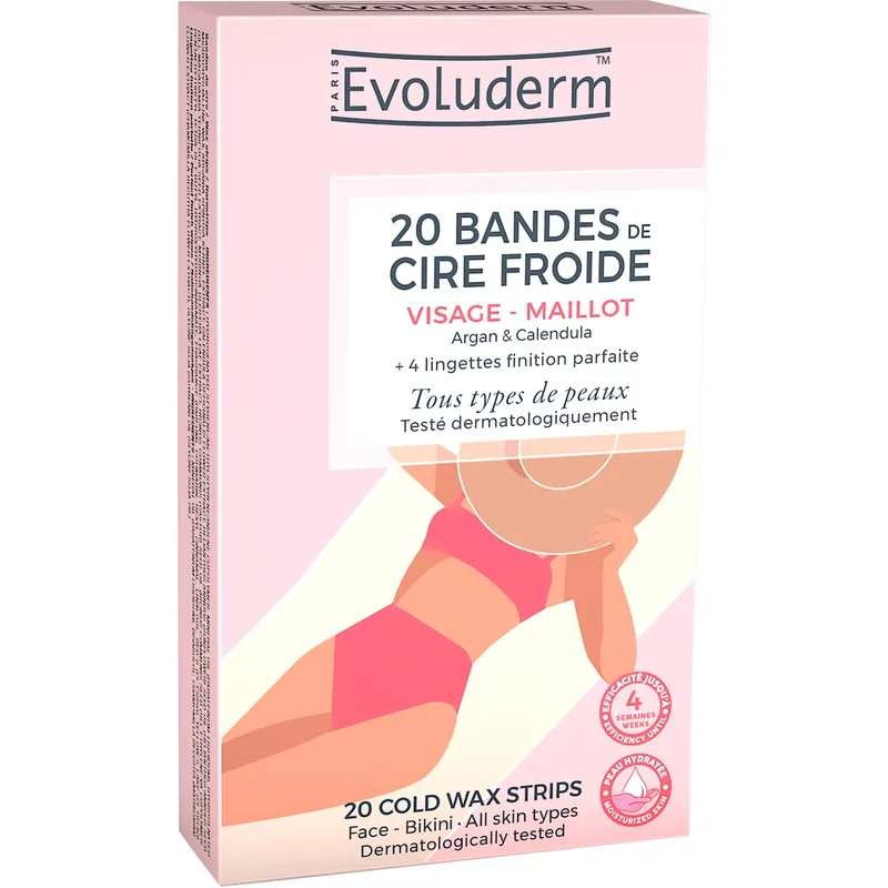 Смужки Evoluderm (Еволюдерм) для депіляції обличчя та бікіні воскові 20 шт