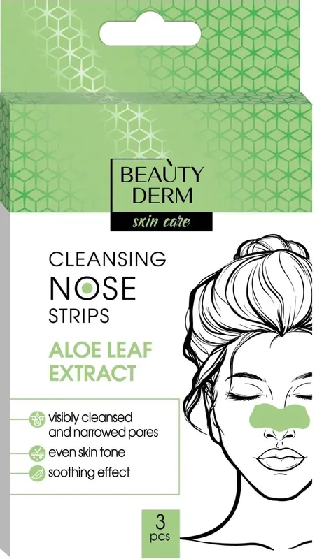 Смужки для носа Beauty Derm з екстрактом алое вера очищувальні 3 шт.