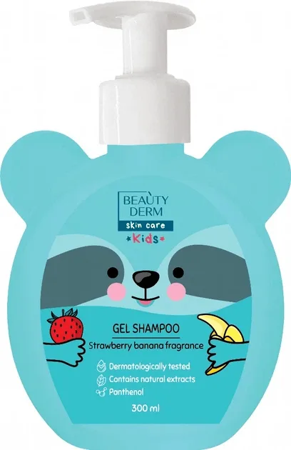 Гель-шампунь 2 в 1 Beauty Derm Kids з полунично-банановим ароматом 300 мл