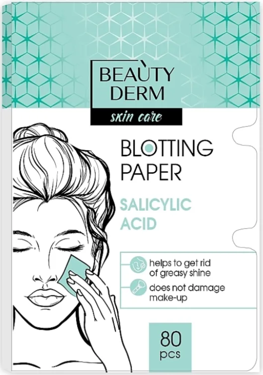 Серветки матуючі для обличчя Beauty Derm із саліциловою кислотою 80 шт.