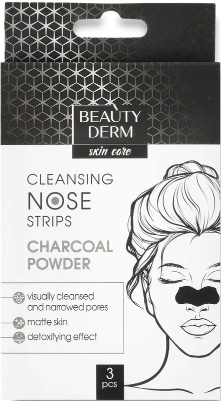 Смужки для носа Beauty Derm очищувальні з бамбуковим вугіллям 3 шт.