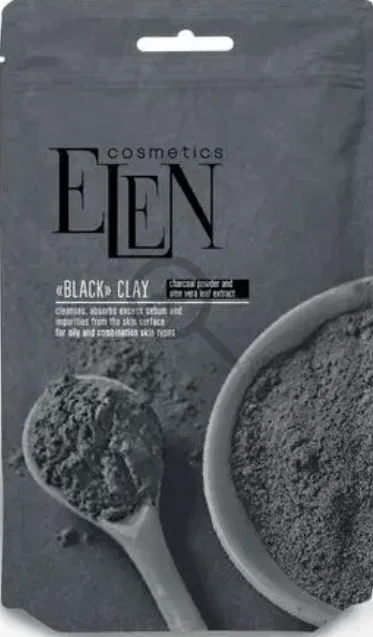 Глина чорна ELEN cosmetics з активованим вугіллям та екстрактом алое вера 40 г