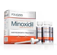 Foligain Minoxidil (міноксидил) лосьйон від випадіння та для росту волосся з 5% міноксидилом для чоловіків (3 флакони по 60 мл + піпетка-аплікатор)