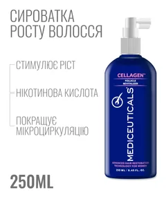 Сироватка для росту волосся і здоров'я шкіри голови Mediceuticals Cellagen 125 мл з нікотиновою кислотою, стимуляція росту волосся