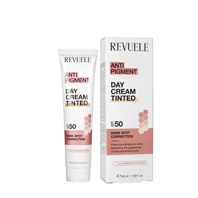 Тональний крем для обличчя відбілюючий Revuele Anti Pigment Day Cream Tinted SPF50 40 мл (2102457170)