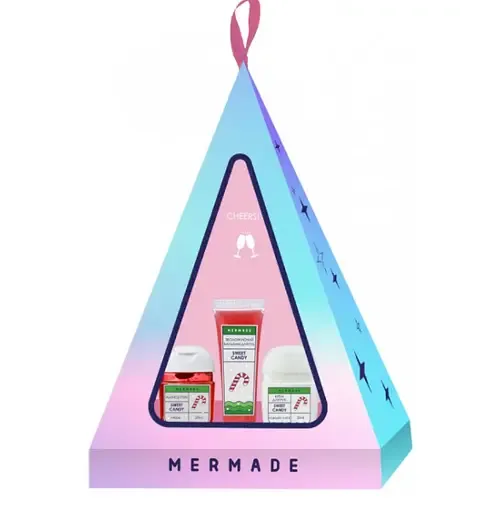 Новорічний подарунковий набір Mermade Sweet Candy: Антисептик для рук, 29 мл, Крем для рук з ланоліном, 29 мл, Сяючий бальзам для губ, 10 мл (01MRM6298)