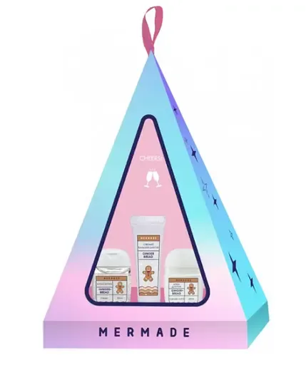 Новорічний подарунковий набір Mermade Gingerbread: Антисептик для рук, 29 мл, Крем для рук з ланоліном, 29 мл, Зволожуючий бальзам для губ, 10 мл (01MRM6304)