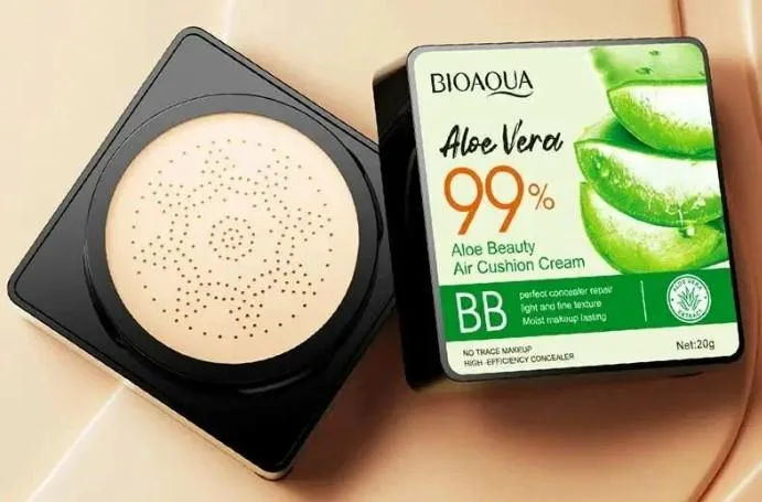 Тональний кушон з алоє вера Bioaqua Aloe Vera 99% Air Cushion BB Cream тон 01 натуральний тон 02 айвори 20 мл (040405)