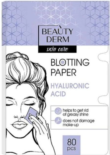 Серветки матуючі для обличчя Beauty Derm з гіалуроновою кислотою 80 шт