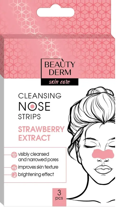 Смужки для носа Beauty Derm очищувальні з екстрактом полуниці 3 шт.