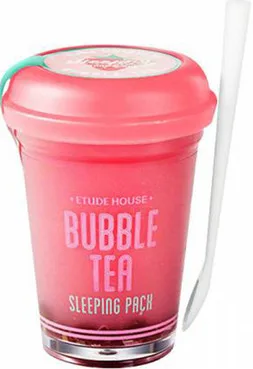 Нічна маска з полуницею Etude House Bubble Tea Sleeping Pack Strawberry