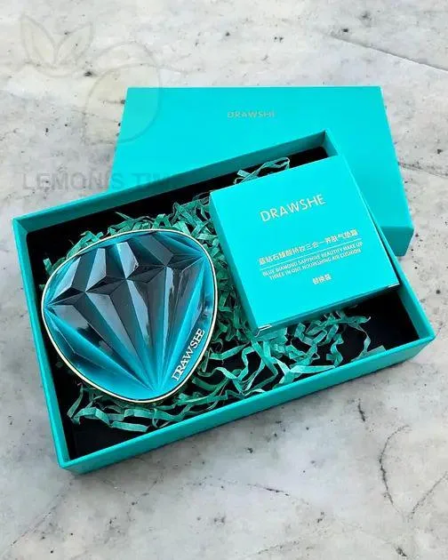 Тональний крем-кушон для обличчя та догляду за шкірою Drawshe Blue Diamond зволожуючий з оксамитовим чохлом (opt-103836)