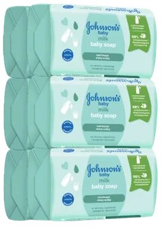 Упаковка мила Johnson's Baby з молоком 90 г х 6 шт. (3574661642826)