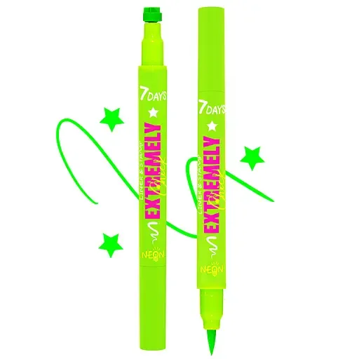 Підводка-штамп для макіяжу обличчя та тіла 7 Days Extremely chick UVglow Neon, відтінок 702 Green star, 2 мл (6955050900029)