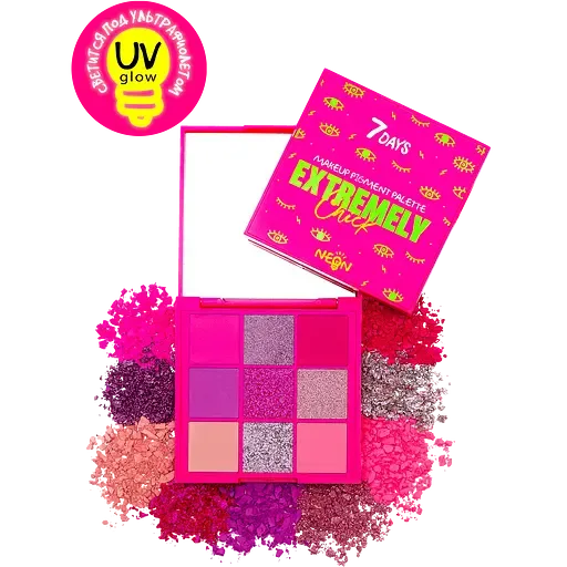 Палетка пігментів для макіяжу 7 Days Extremely chick UVglow Neon, відтінок 501 Pink punk (6972011061575)