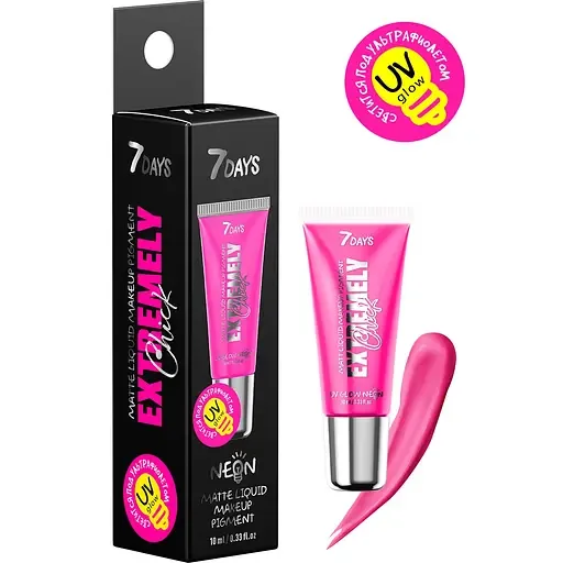 Рідкий матовий пігмент для макіяжу 7 Days Uvglow Extremely chick Neon, відтінок 04 Pink, 10 мл (8056234472689)