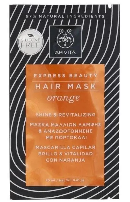 Маска Apivita (Апівіта) Express Beauty для волосся Блиск та оздоровлення з апельсином 20 мл