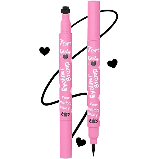 Підводка-штамп для очей 7 Days Your emotions today cute, відтінок 208 Eyeliner&Heart black, 2 мл (6955050900043)