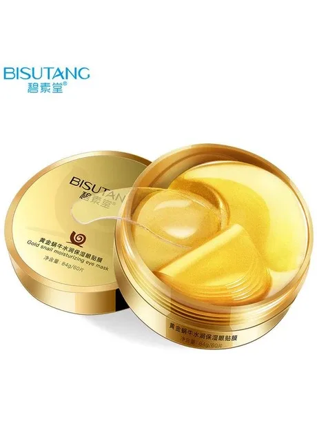 Гідрогелеві патчі з фільтратом слизу равлика та золотом Bisutang Gold Snail Moisturizing Eye Mask, 84 г/60 шт. No Brand (317276087)