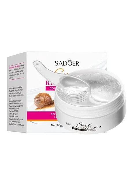 Патчі гідрогелеві Sadoer Snail Reorganize Collagen Eye Mask, з муцином равлика, 30 шт No Brand (386209628)