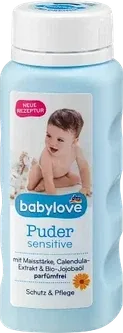 Присипка дитяча з екстрактом календули та масла жожоба Babylove Babypuder sensitive, 100г