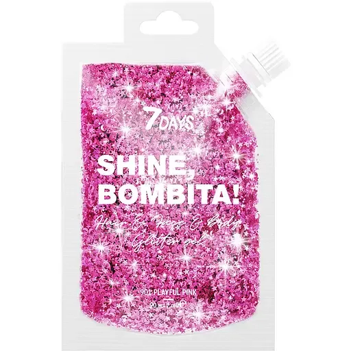Гель-глітер 7 Days Shine, Bombita! для волосся, обличчя та тіла №901 Playful pink 90 мл (6955050991232)