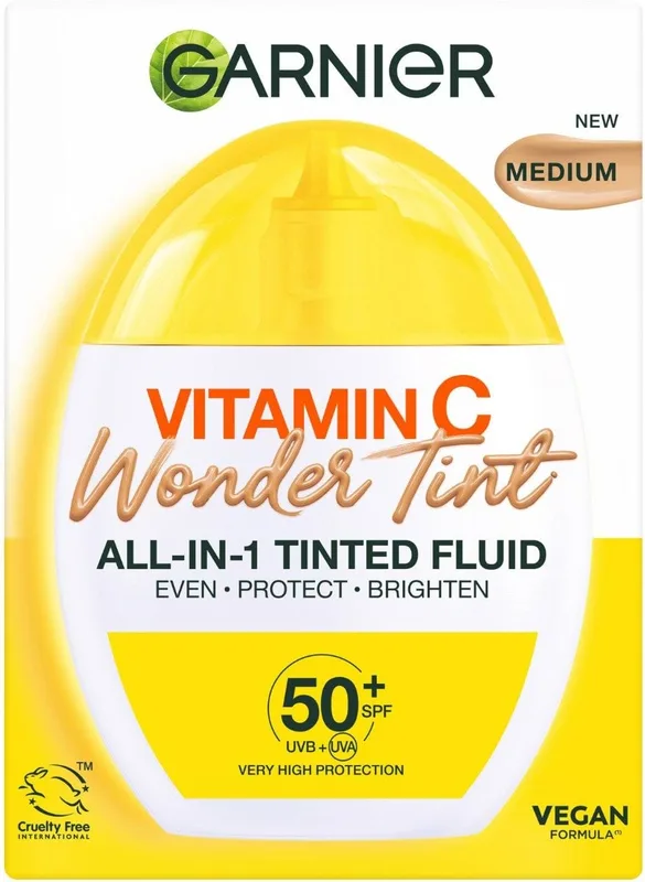 Тональний флюїд Garnier Skin Naturals SPF 50+ з вітаміном С відтінок Medium 40 мл