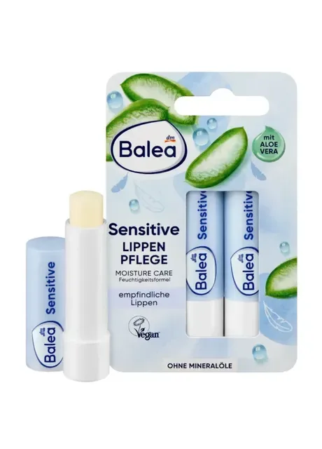 Бальзам для губ Sensitive з Алое Вера, 2 шт по 4,8 г (9,6 г) Balea (368293487)