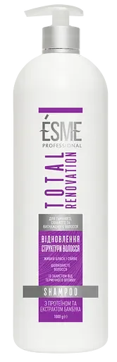 Шампунь з дозатором Esme Total Renovation з протеїном та екстрактом бамбука, 1 л
