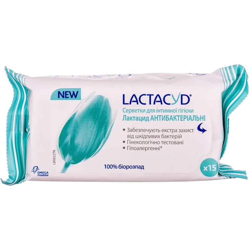 Серветки для інтимної гігієни Лактацид (Lactacyd) Антибактеріальні №15