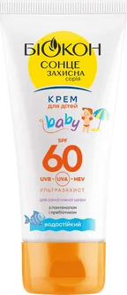 Сонцезахисний крем дитячий Біокон Baby SPF 60 водостійкий 60 мл (4823110303382)
