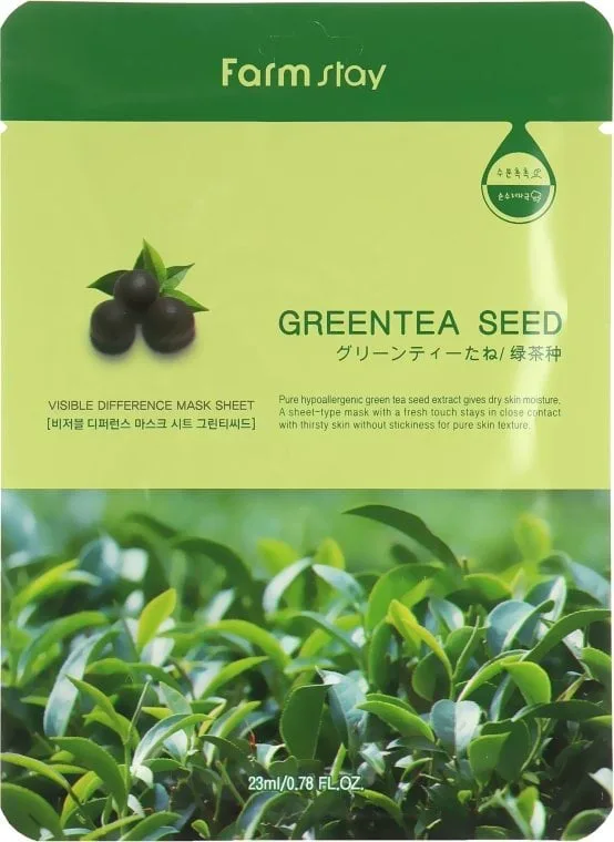 Тканинна маска з екстрактом зеленого чаю FarmStay Visible Difference Mask Sheet Green Tea Seed 1 шт
