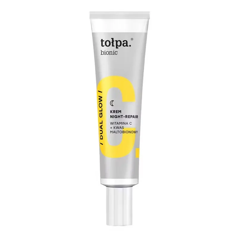 Tołpa Bionic Dual Glow Night Repair — нічний крем для обличчя, що надає сяйва, з вітаміном С та мальтобіоновою кислотою, 40 мл