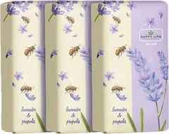 Упаковка твердого мила Happy Life Лаванда і прополіс 180 г x 3 шт (2301000481690)