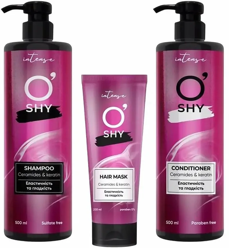Набір для волосся O'Shy Intense Ceramides & Keratin: маска 200 мл, шампунь 500 мл, кондиціонер 500 мл