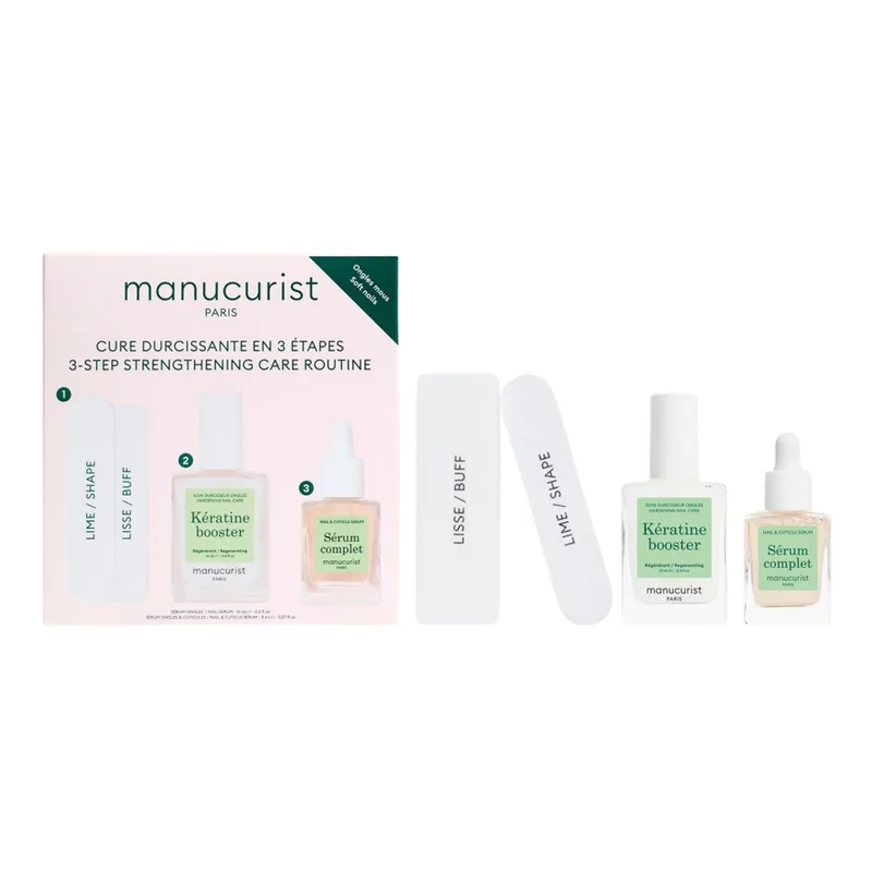Manucurist 3-Step Strengthening Care Routine — зміцнюючий набір для догляду за м’якими та пошкодженими нігтями