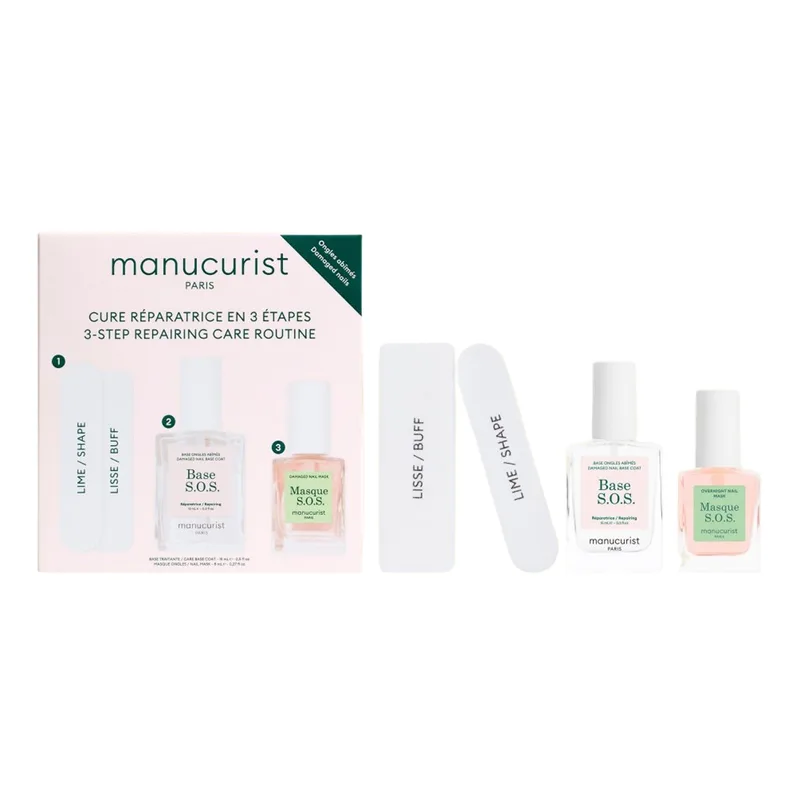 Manucurist 3-Step Repairing Care Routine — відновлюючий набір для догляду за м’якими та пошкодженими нігтями