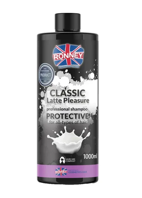 Шампунь з протеїнами CLASSIC LATTE PLEASURE для всіх типів волосся 1000 мл RONNEY (256873790)