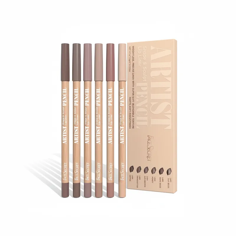 Набір олівців для губ Face Secret Artist Pencil, 6 нюдових відтінків. Стійкі олівці для губ, коричневий