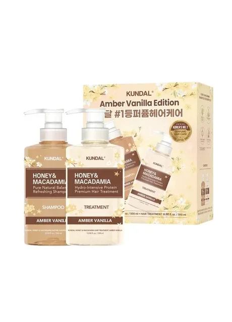 Розкішний набір для волосся Amber Vanilla Edition Honey & Macadamia Shampoo&Treatment з медом та олією макадамії Kundal (392495628)